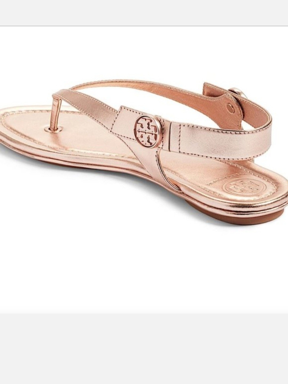 Tory Burch Rose Gold Minnie Travel Metallic Leather Sandals, Size 7 - Picture 7 of 11